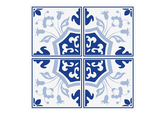 Delft Blue Floral Tiles Vector Delft Blue Floral Tiles Vector