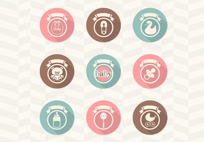 Retro Baby Icons Vector Collection Retro Baby Icons Vector Collection