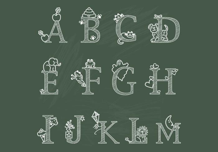 Chalk Children's Alphabet A-M Vectors Chalk Children's Alphabet A-M Vectors