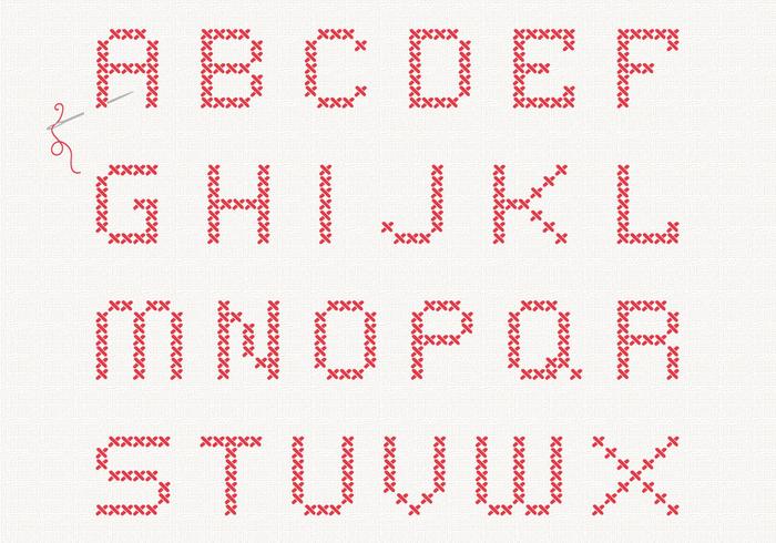 Cross Stitch Alphabet Vector Set Cross Stitch Alphabet Vector Set