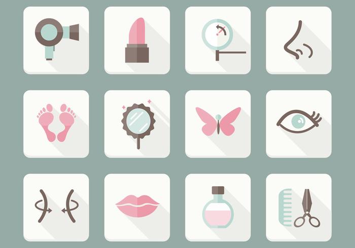 Flat Beauty Care Icons Vector Set Flat Beauty Care Icons Vector Set