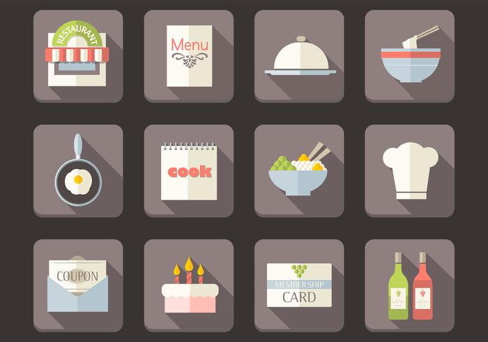 Flat Restaurant Icons Vector Set Flat Restaurant Icons Vector Set