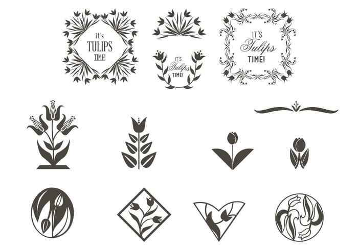 Tulip Ornaments Vector Set Tulip Ornaments Vector Set