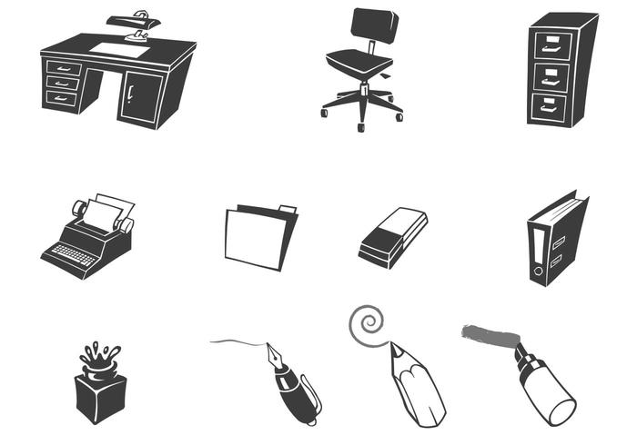 Retro Desk Office Vector Collection Retro Desk Office Vector Collection
