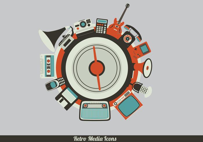 Retro Media Icon Vectoren Retro Media Icon Vectoren