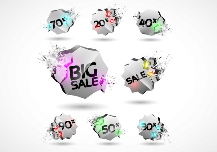 3D Explosion Sale Badges Vector Set 3D Explosion Sale Badges Vector Set
