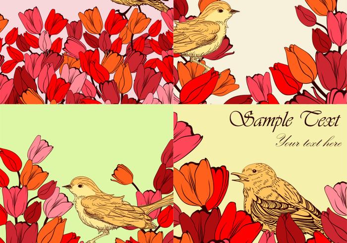 Flowery Bird Backgrounds Vector Flowery Bird Backgrounds Vector