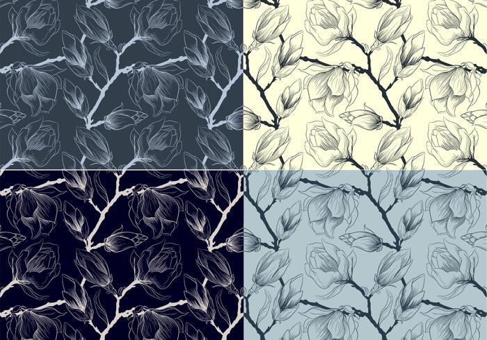 Sketched Floral Vector Patterns Sketched Floral Vector Patterns