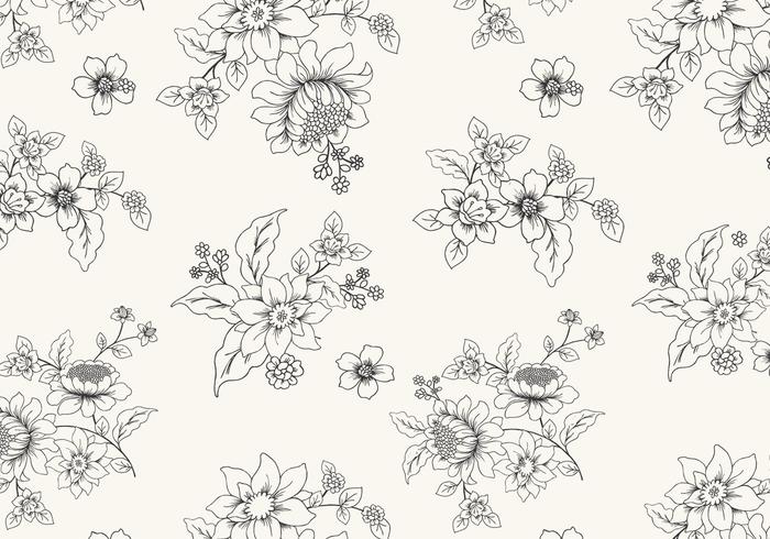 Hand Drawn Vector floral noir et blanc Hand Drawn Vector floral noir et blanc