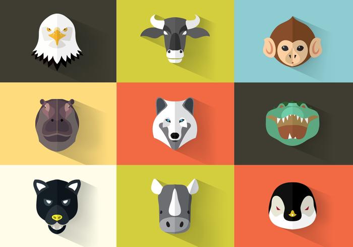 Square Flat Animal Icon Pack Vector Square Flat Animal Icon Pack Vector