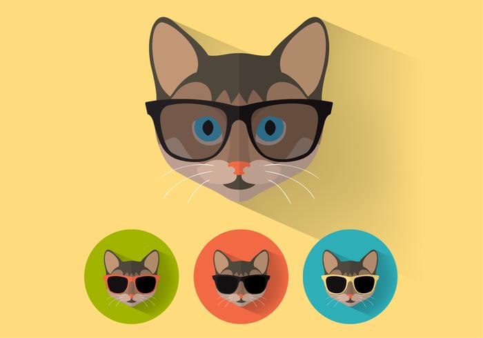 Wayfarer Sunglasses Cat Portraits Vector Set Wayfarer Sunglasses Cat Portraits Vector Set