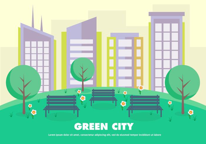 Flat Green City Vector Illustration Flat Green City Vector Illustration
