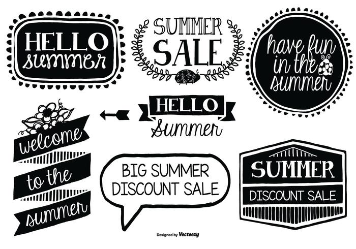 Cute Hand Drawn Style Summer Labels Cute Hand Drawn Style Summer Labels