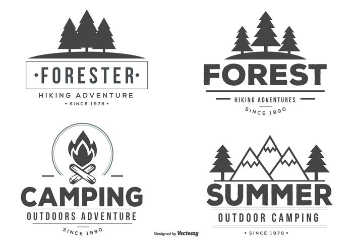 Typographic Camp Label Vectors Typographic Camp Label Vectors