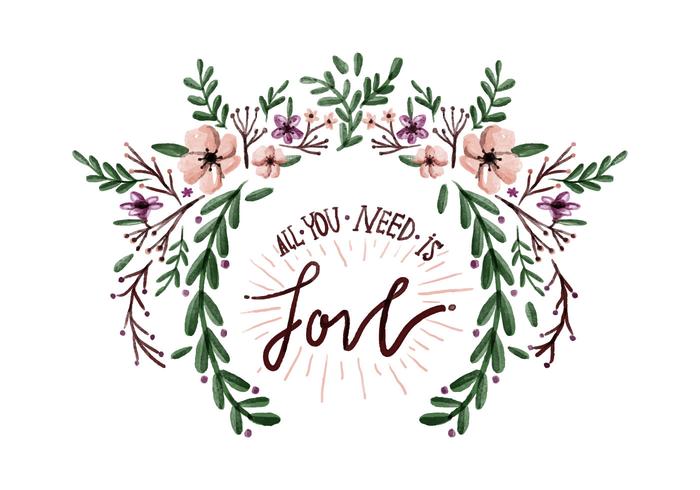 Love Flowers Watercolor Vector Love Flowers Watercolor Vector