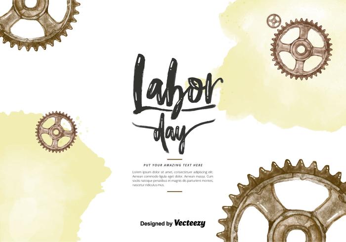 Labor Day Gears Watercolor Vector Labor Day Gears Watercolor Vector