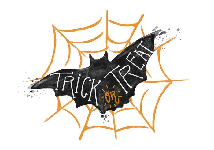Trick or Treat Bat Watercolor Vector Trick or Treat Bat Watercolor Vector