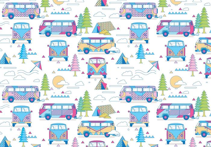 Hippie Bus Pattern Vector Hippie Bus Pattern Vector