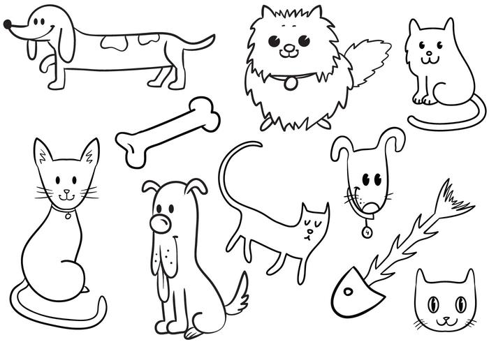 Cute Cat and Dog Vectors Cute Cat and Dog Vectors