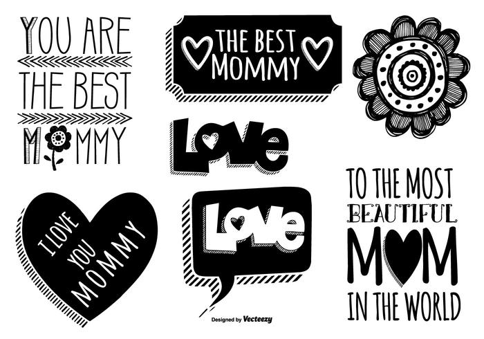 Cute Hand Drawn Mother's Day Labels Cute Hand Drawn Mother's Day Labels