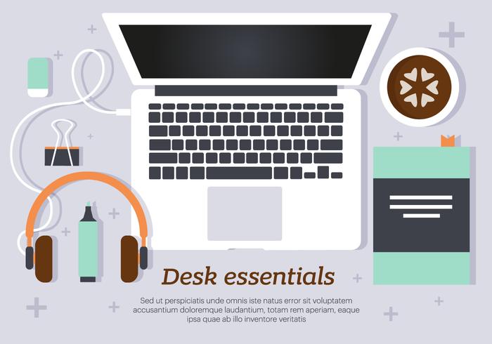 Morning Desk Essentials Vector Illustration Morning Desk Essentials Vector Illustration