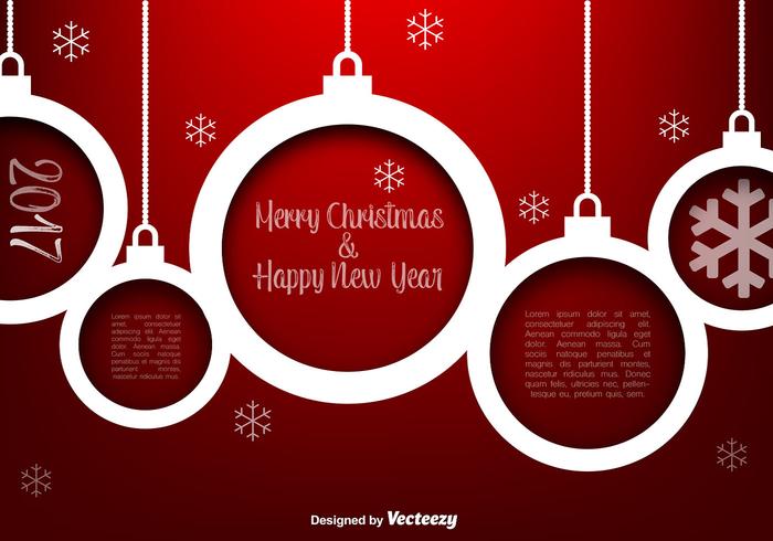 Vector White Christmas Spheres on Red Background Vector White Christmas Spheres on Red Background