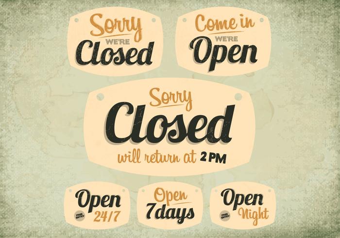 Throwback Closed and Open Signs Vector Throwback Closed and Open Signs Vector