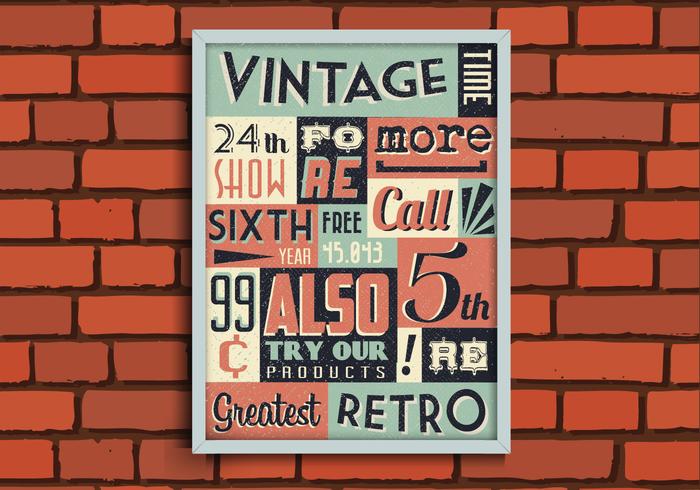 Vintage Poster on Brick Wall Vector Vintage Poster on Brick Wall Vector