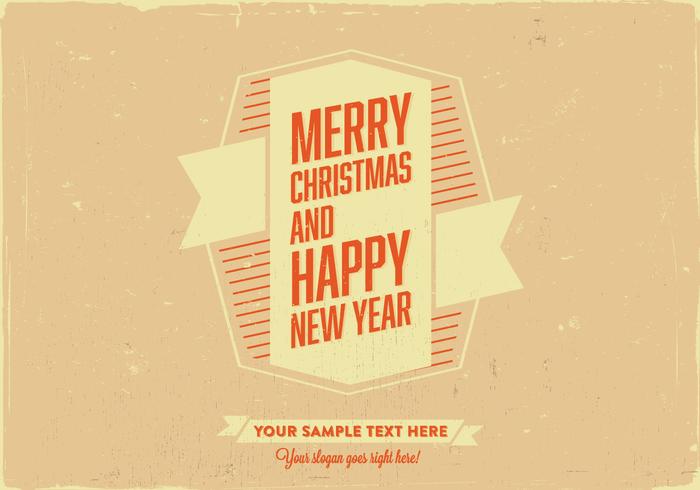 Merry Christmas & Happy New Year Retro Card Vector Merry Christmas & Happy New Year Retro Card Vector