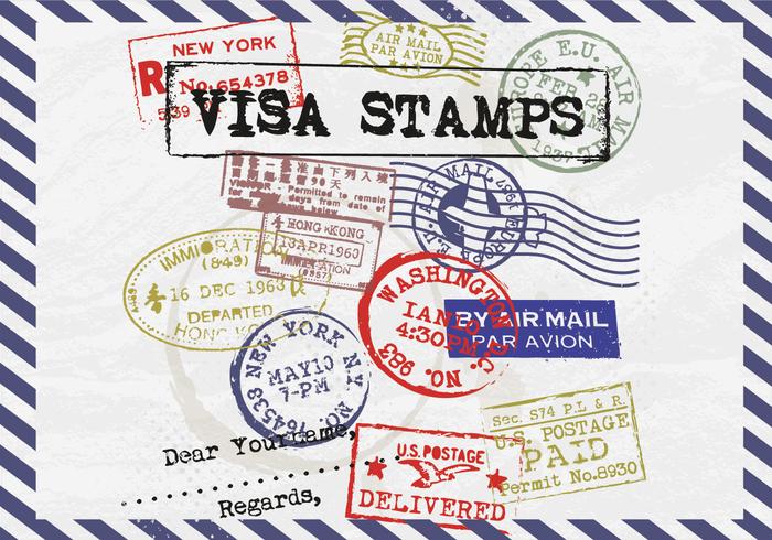 Visa Stamps Postage Vector Visa Stamps Postage Vector