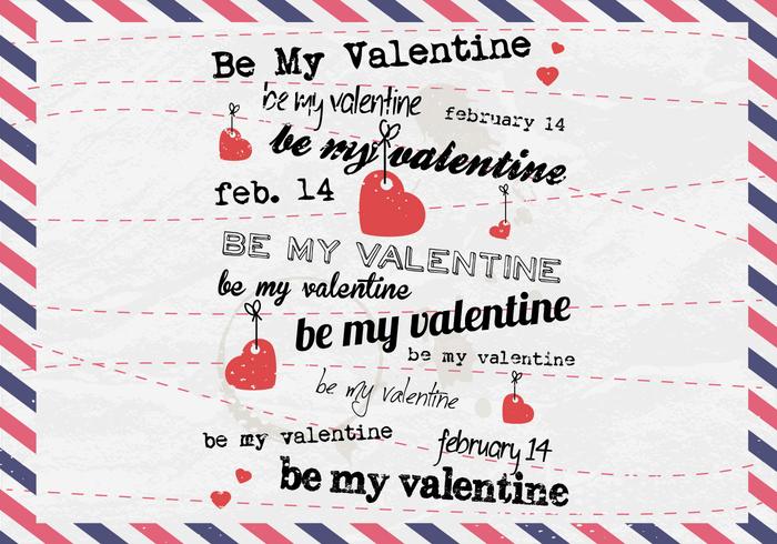 Be My Valentine Classic Postcard Vector Be My Valentine Classic Postcard Vector