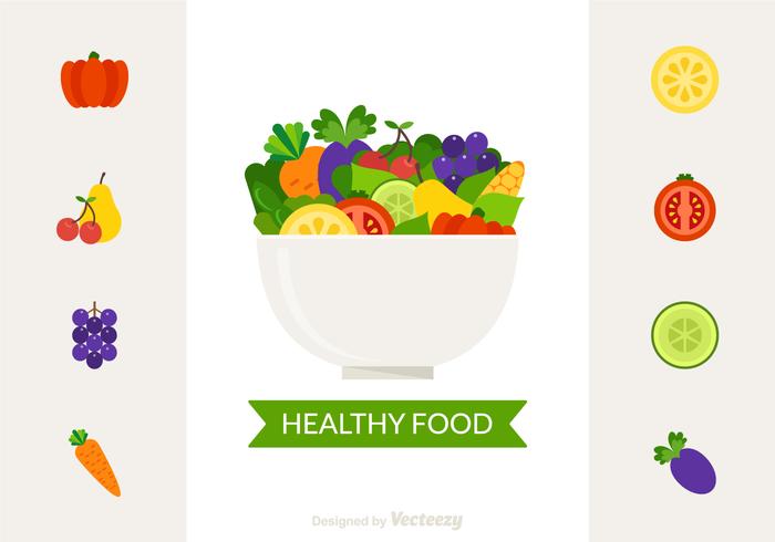 Bowl With Healthy Food Vector Bowl With Healthy Food Vector