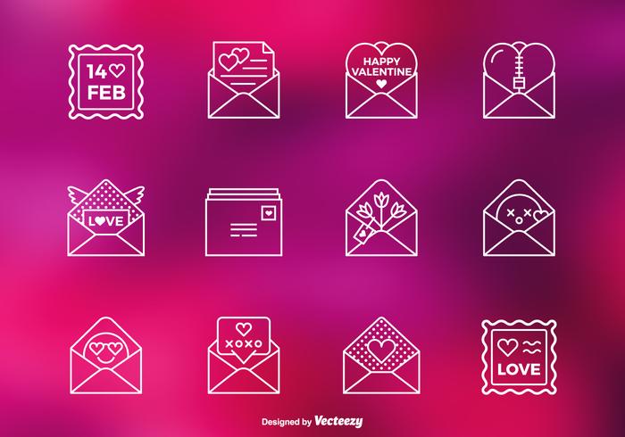 Valentine Love Letter Vector Line Icons Valentine Love Letter Vector Line Icons