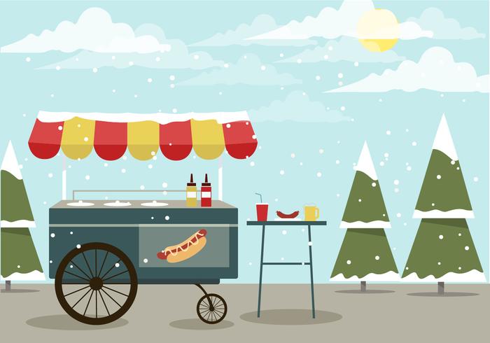 Winter Vector Hot Dog Stand Winter Vector Hot Dog Stand