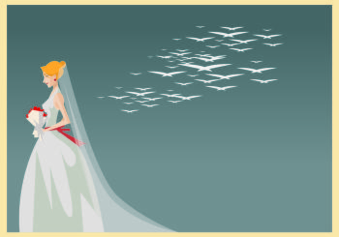 Bride Standing With Flowers Illustration Bride Standing With Flowers Illustration