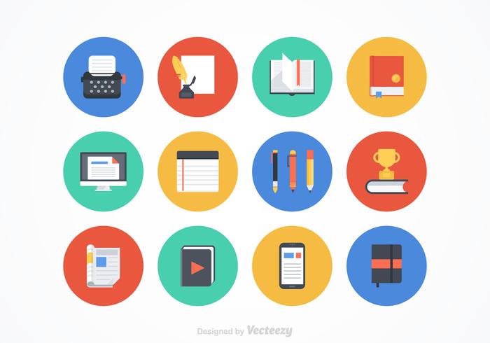 Flat Writing Vector Icons Flat Writing Vector Icons