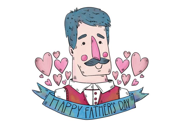 Cute Watercolor Father's Day Character Cute Watercolor Father's Day Character