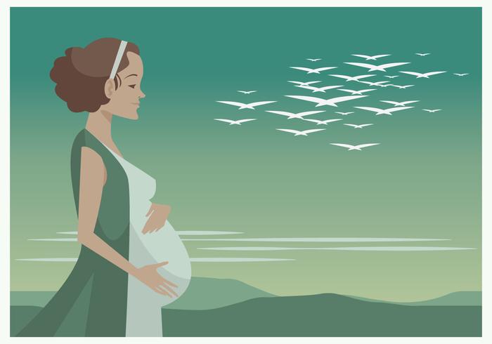 Outdoor Portrait of a Young Pregnant Woman Vector Outdoor Portrait of a Young Pregnant Woman Vector