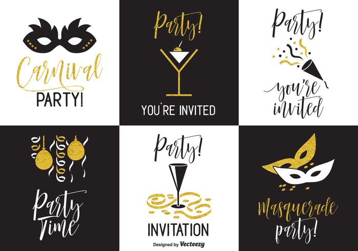 Black And Gold Party Invitation Vector Cards Black And Gold Party Invitation Vector Cards