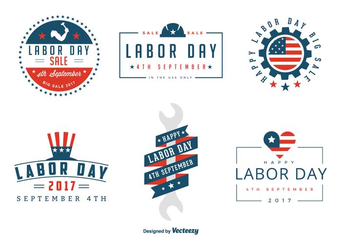 United States Labor Day Labels And Badges Vector Set United States Labor Day Labels And Badges Vector Set