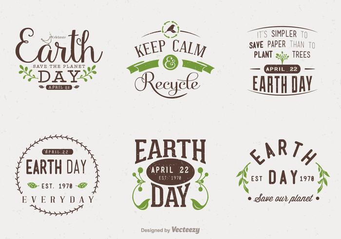 Earth Day Typographic Vector Designs Earth Day Typographic Vector Designs