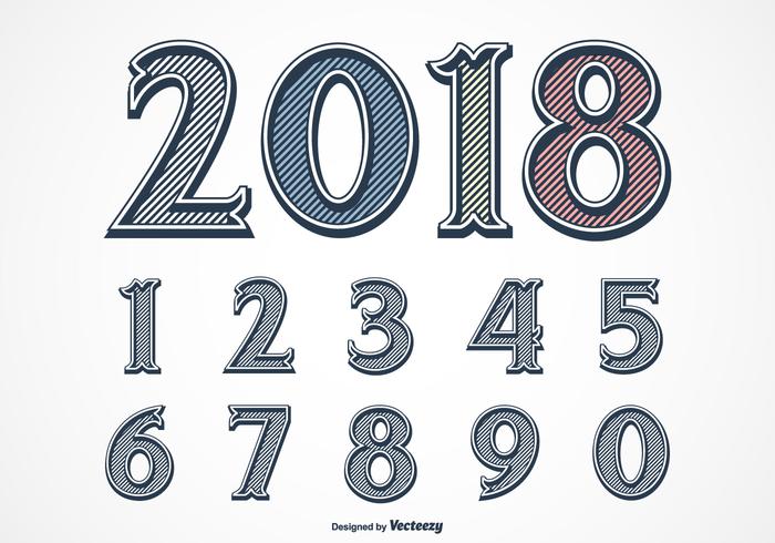 Vintage Etched Vector Font Set Of Gravure Numbers Vintage Etched Vector Font Set Of Gravure Numbers