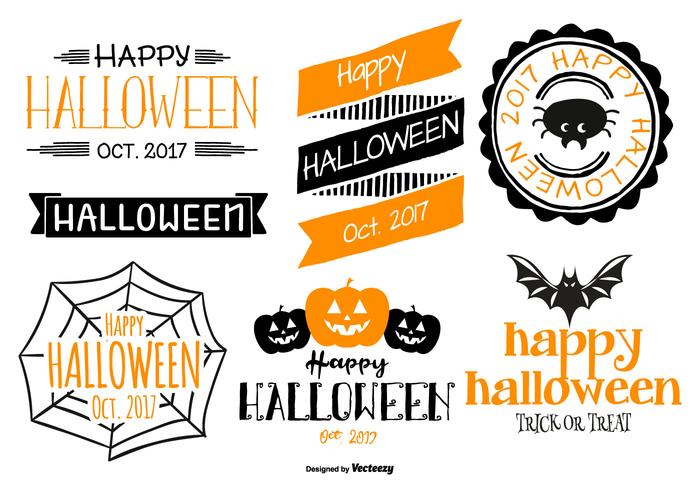 Typographic Halloween Labels Vector Collection Typographic Halloween Labels Vector Collection
