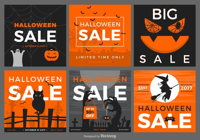 Halloween Sale 2017 Poster Vector Set Halloween Sale 2017 Poster Vector Set