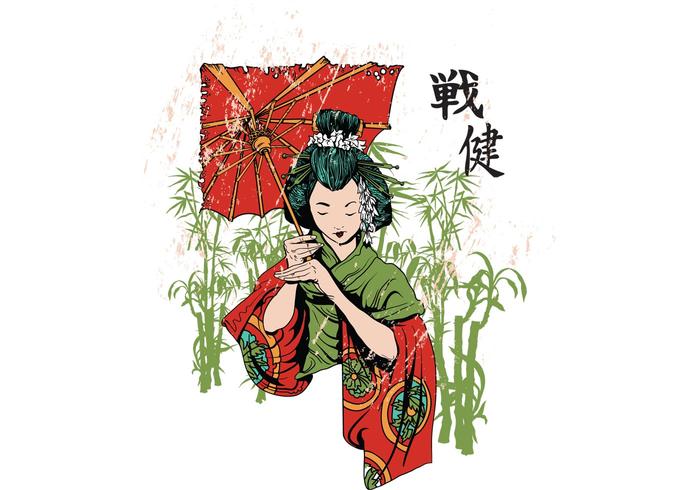 Japanese Geisha Vector T-Shirt Template Japanese Geisha Vector T-Shirt Template