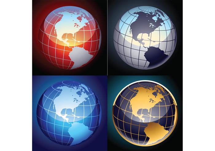 Download Free set of vector globes - Download Free Vector Art ...