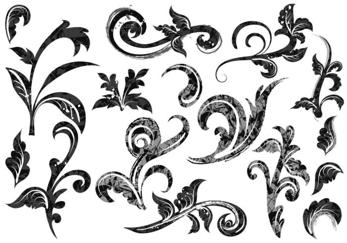 Grunge Baroque Swirl Vectors