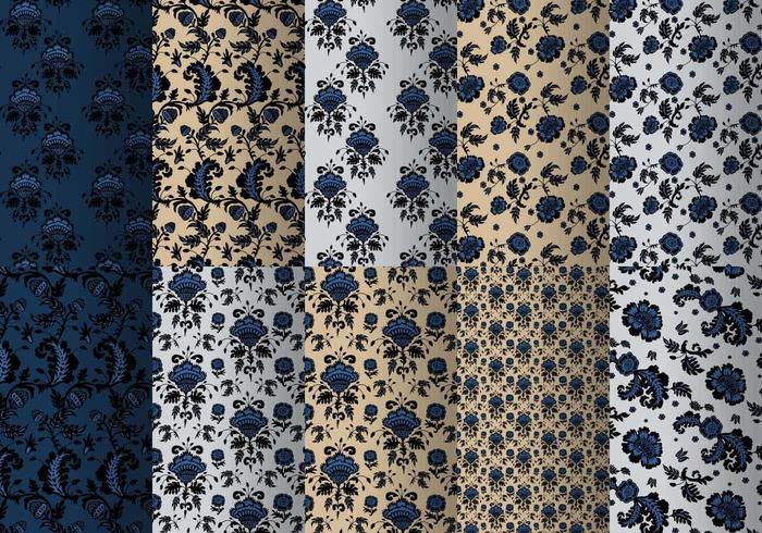 Blue Baroque Pattern Pack vector