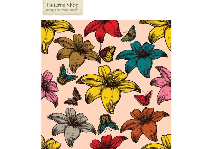 Free flowers and butterflies vector seamless pattern Free flowers and butterflies vector seamless pattern