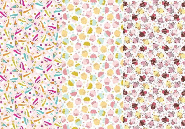Cupcakes and Cones Illustrator Patterns vector